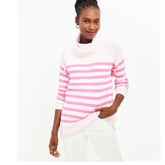 NWT LOFT Stripe Cowl Neck Tunic Sweater Super Oversized - Picture 2 of 8
